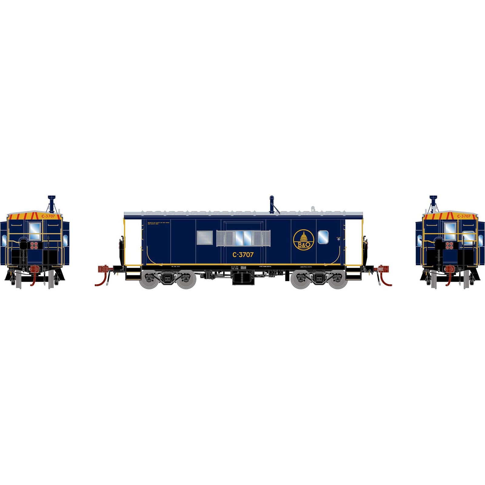 HO GEN ICC Bay Window Caboose w/Lights & Sound, BO #C-3707
