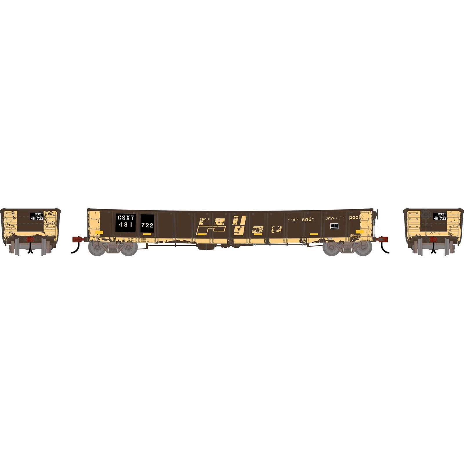 HO ATH 52' Mill Gondola, Primed For Grime CarKnocker CSXT 'Patched' w/Reflectors #481722