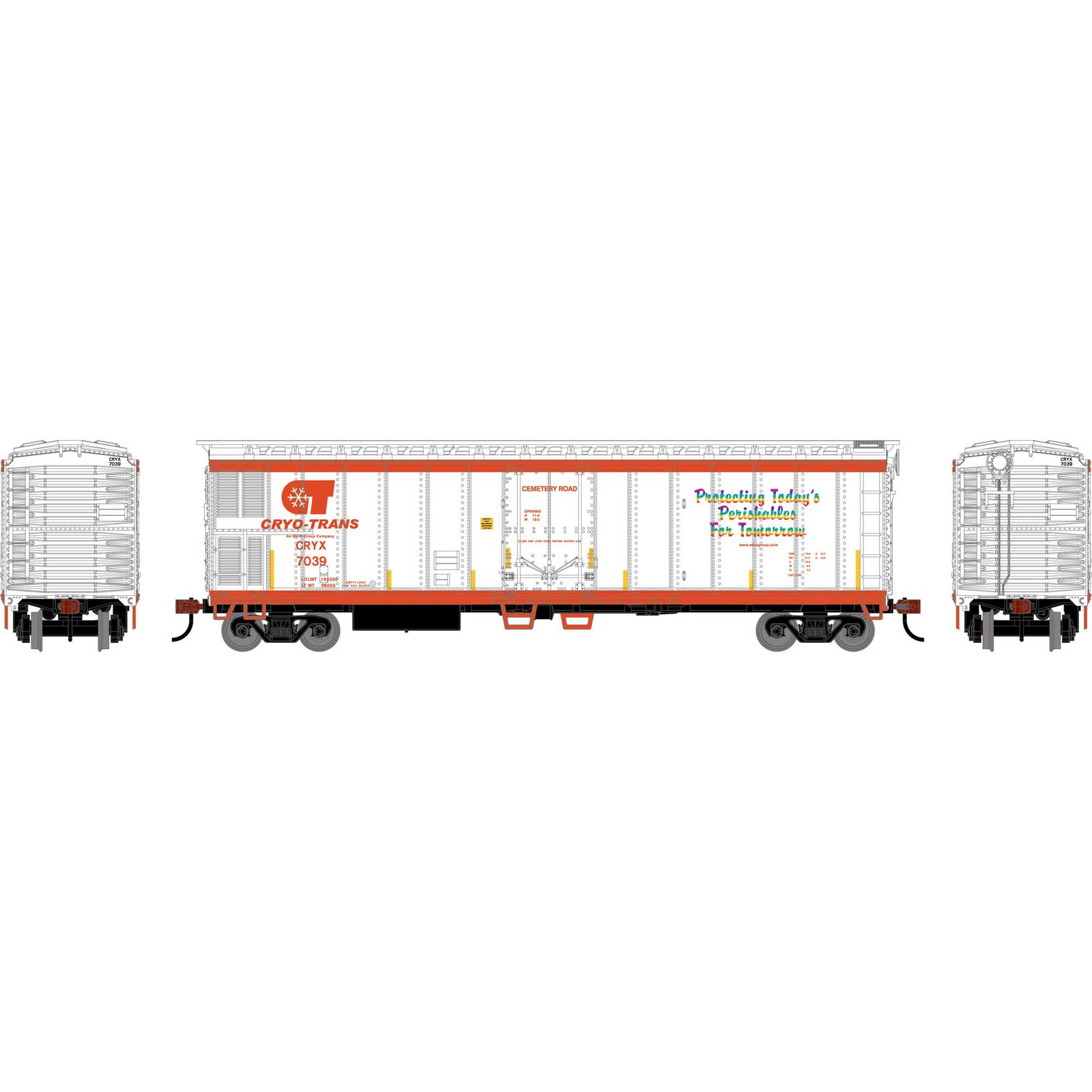 HO 50' Smooth Side Mechanical Reefer, CRYX 'Cemetery Road' #7039