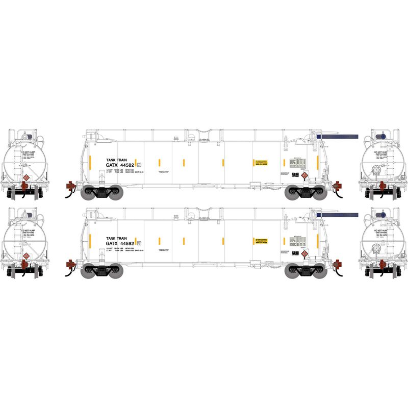 HO TankTrain Intermediate, GATX White #44582/44592 (2)