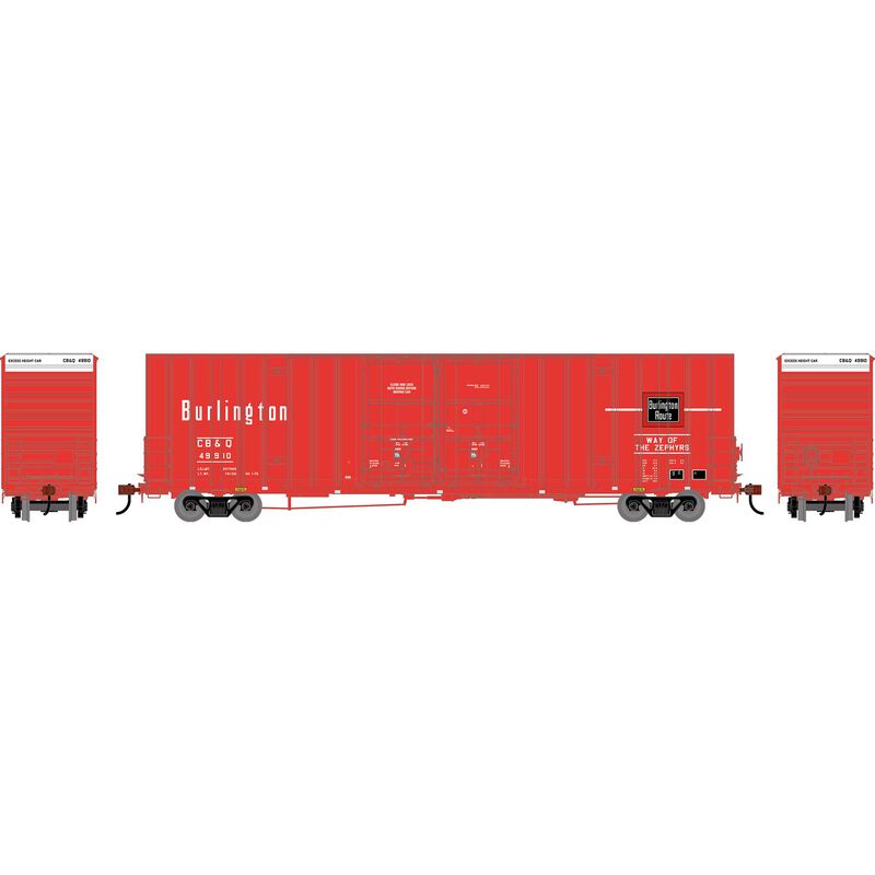 HO ATH 60' Gunderson High-Cube Double Door Box Car, Legendary Liveries CBQ #49910