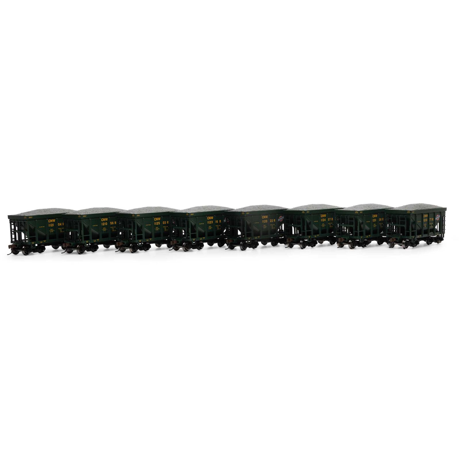 HO 24' Ore Car with Load, CNW #112022 / 112104 / 112316 / 112407 / 112503 / 121056 / 121077 / 121108 (8)