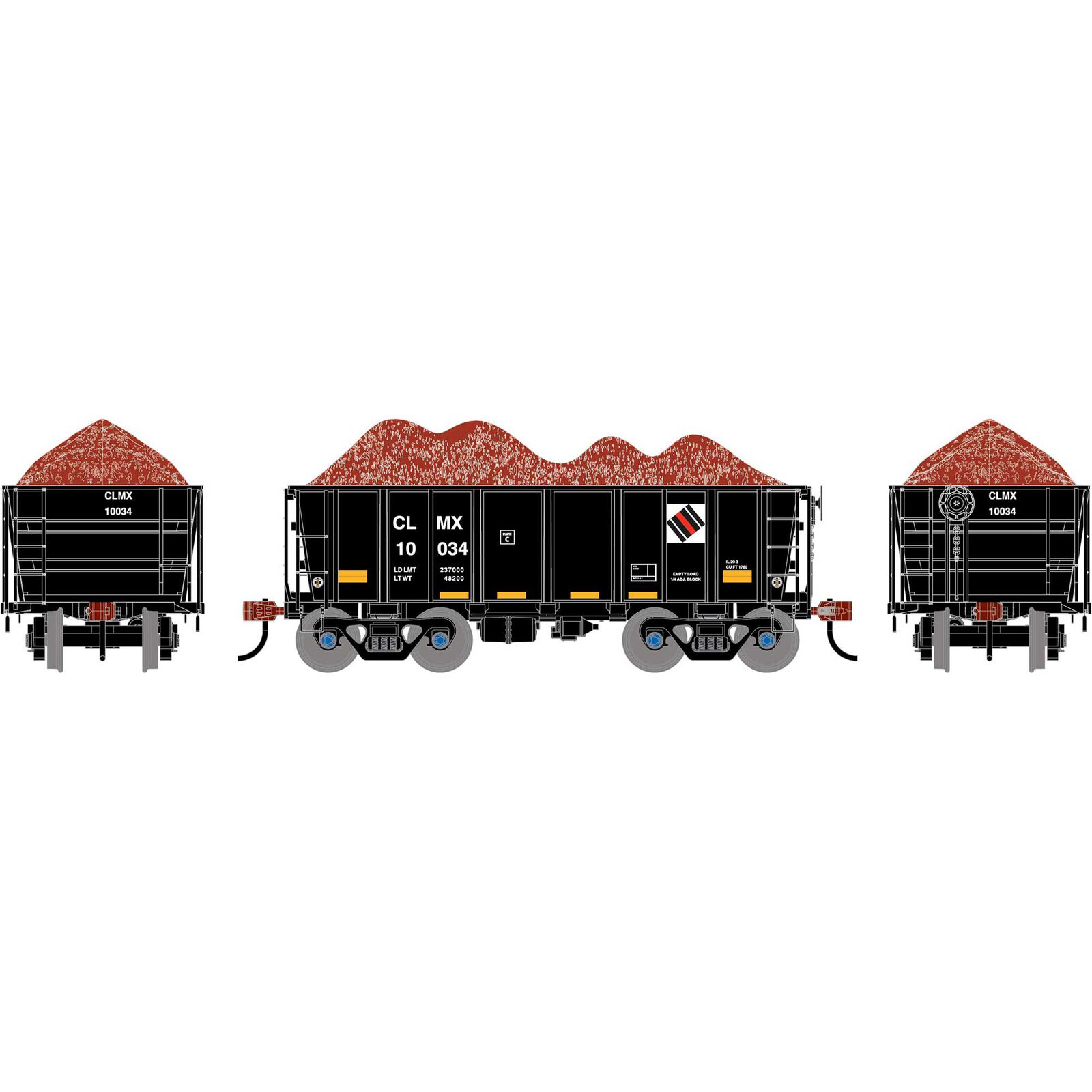 HO 26' PC&F Ore Car Tight-Bottom Low Side with Load, CLMX #10034