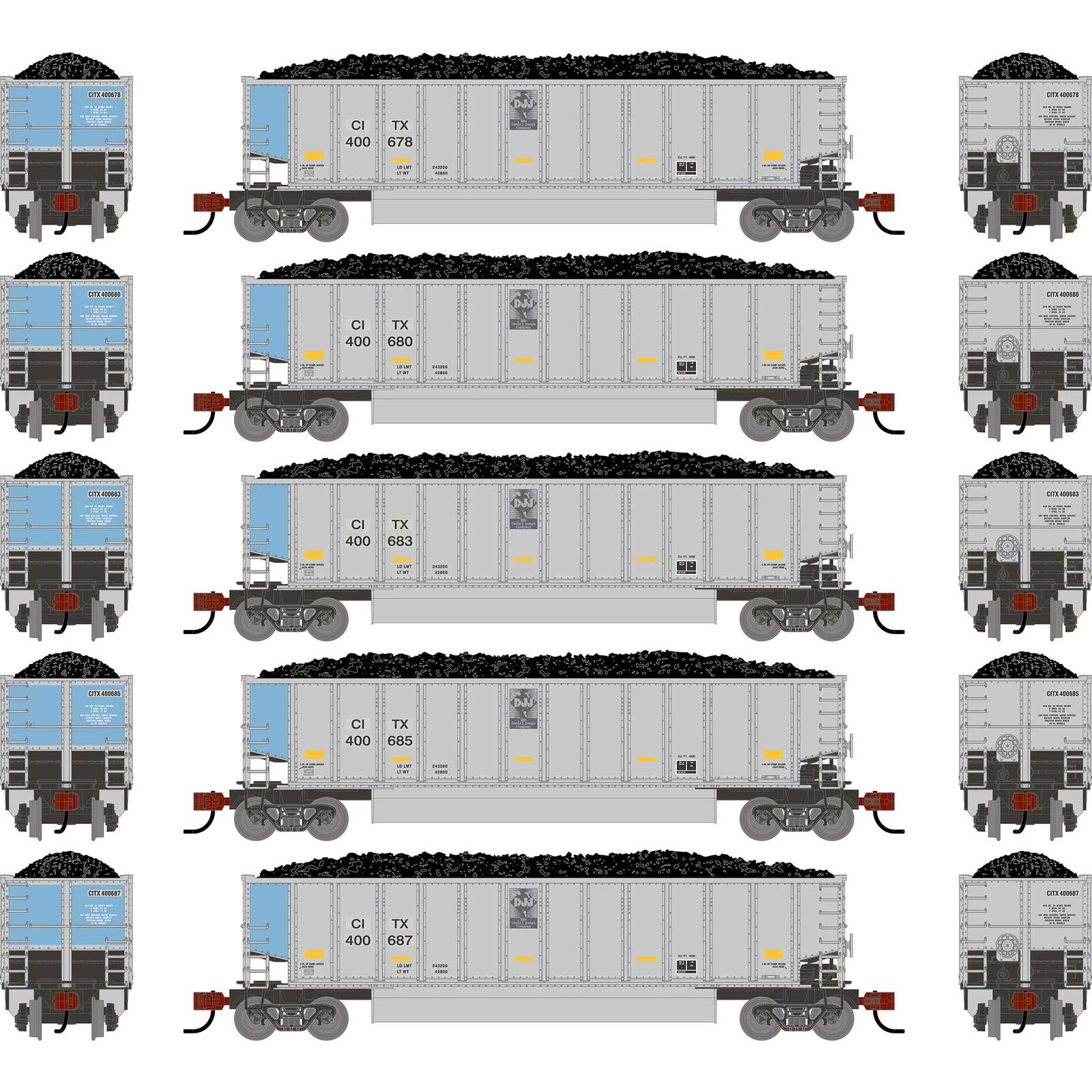 N ATH Bethgon Coalporter w/Coal Load, Primed For Grime CITX #400678/400680/400683/400685/400687 (5)