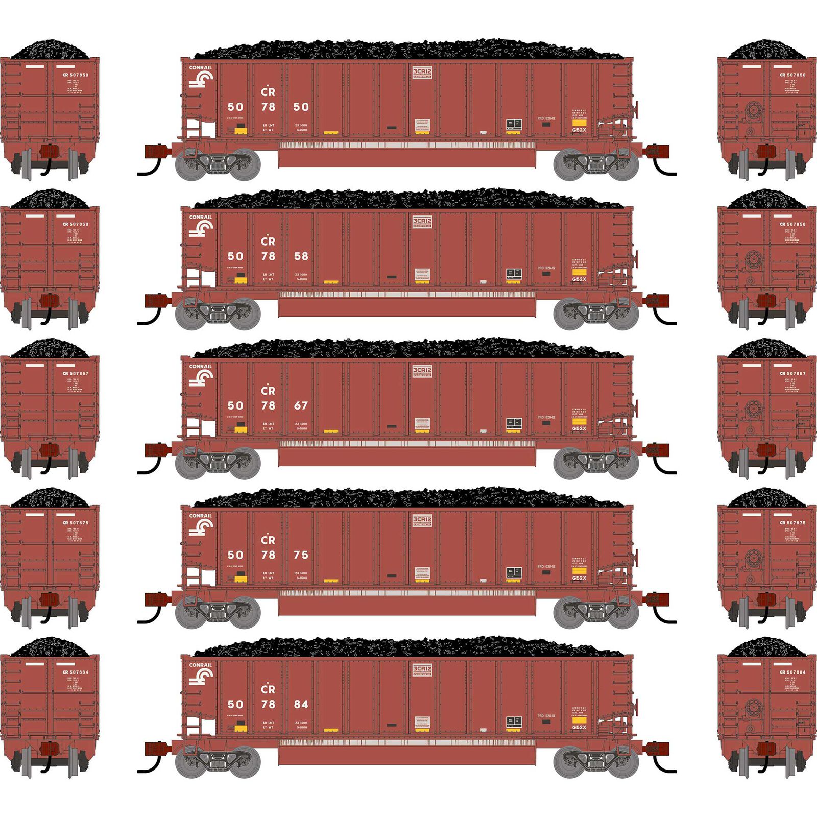 N ATH Bethgon Coalporter w/Coal Load, Primed For Grime CR #507850/507858/507867/507875/507884 (5)