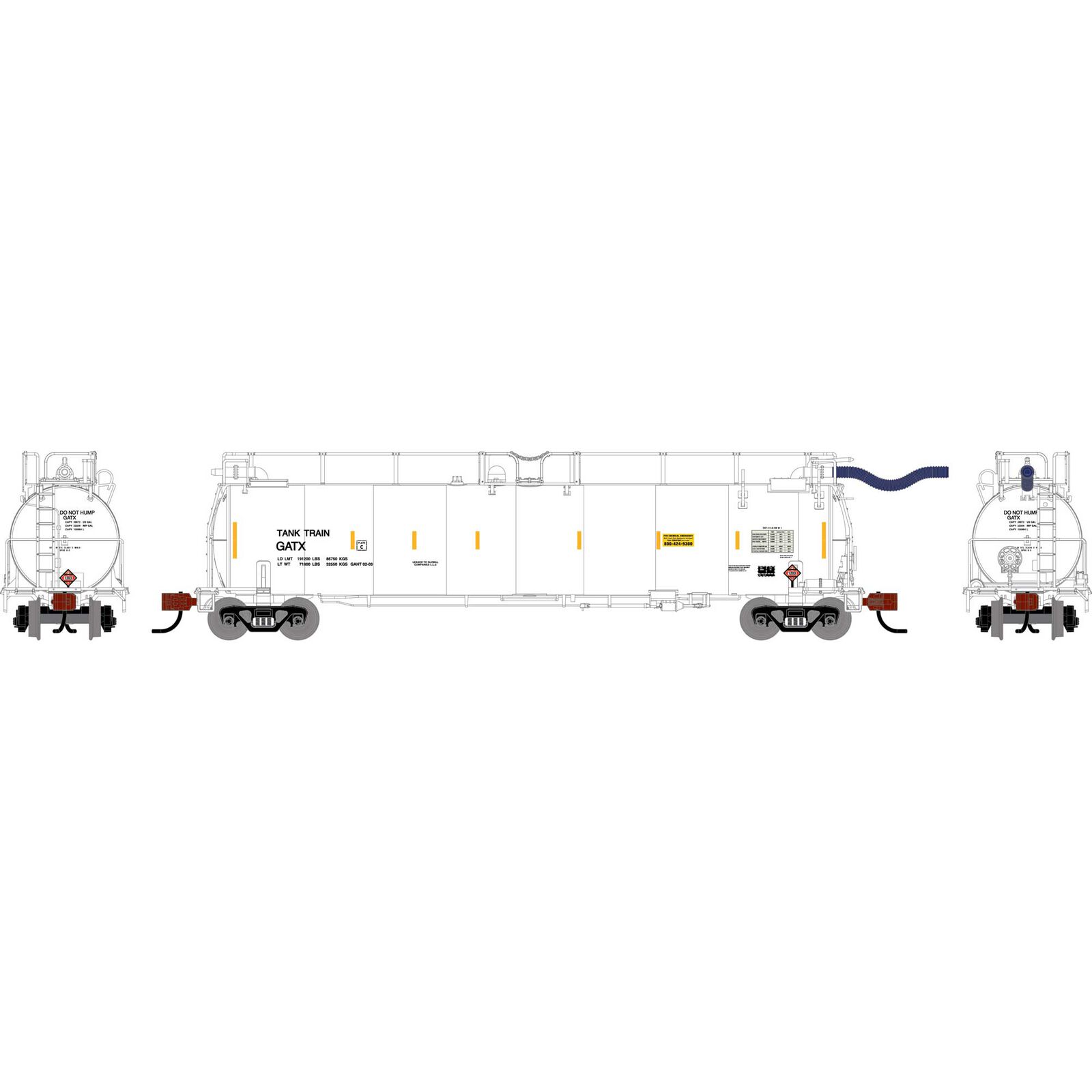 N TankTrain Intermediate, GATX White Unnumbered
