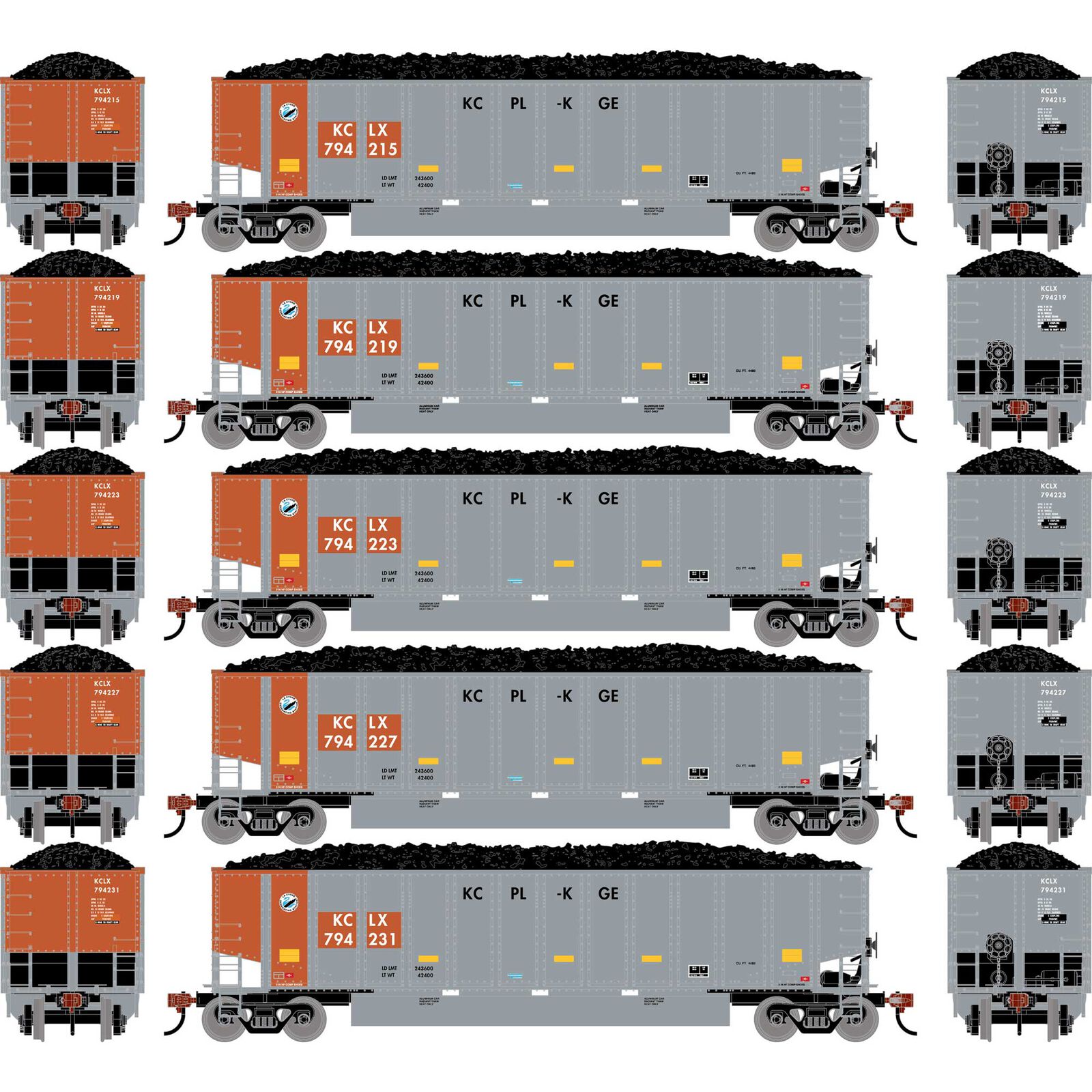 HO ATH Bethgon Coalporter w/Coal Load, KCLX #794215/794219/794223/794227/794231 (5)