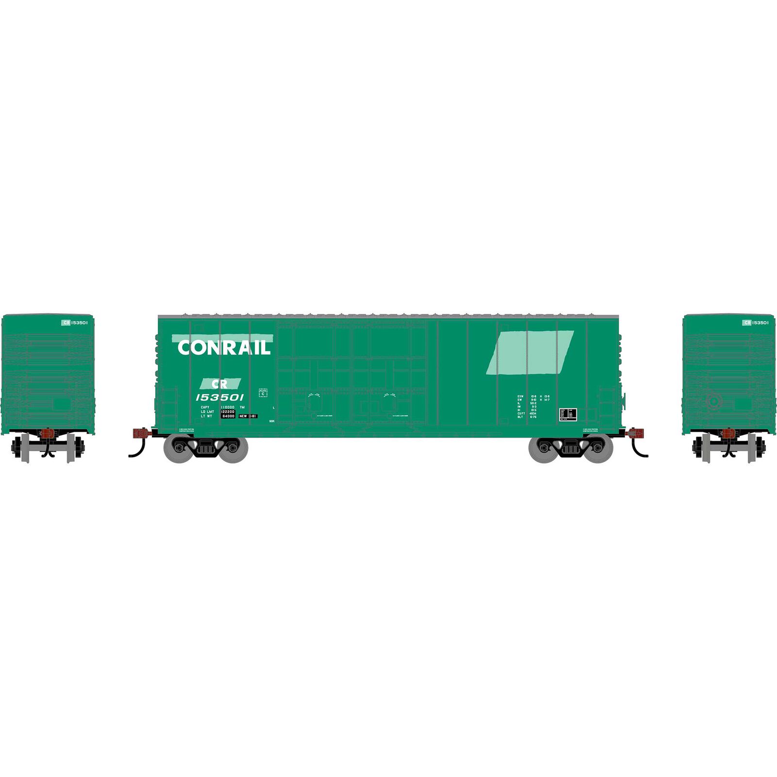 HO RND 50' High-Cube Smooth Side Box Car, CR #15301