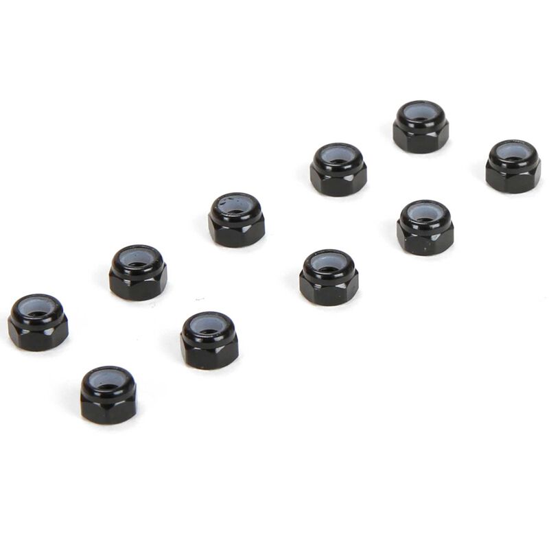 M3 Aluminum Lock Nuts, Black (10)