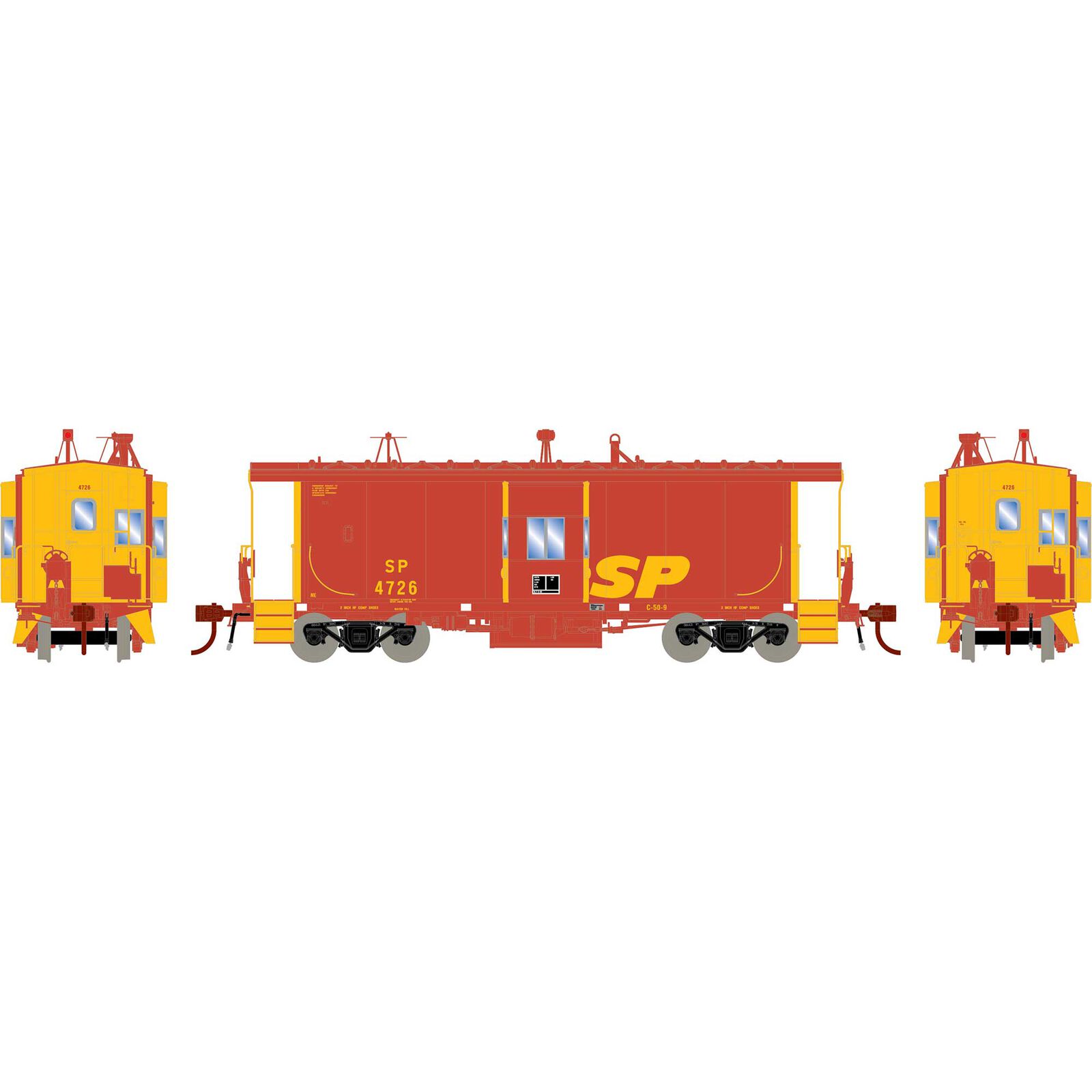 HO Bay Window Caboose with Lights, SP/Kodachrome #4726