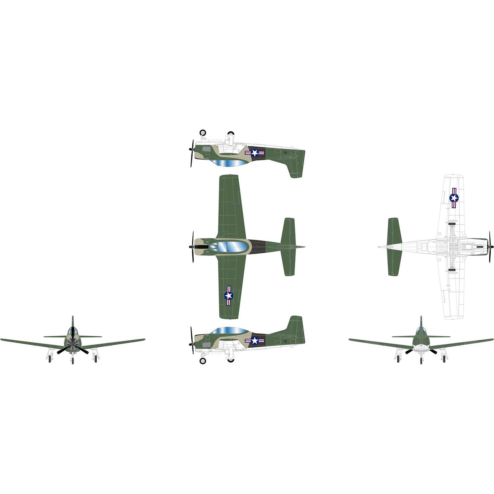 HO ATH T-28B Trojan Airplane, Camouflage N28XT