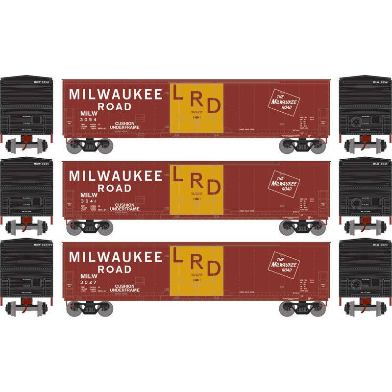 HO 50' Youngstown Plug Door Box Car, MILW #3027/3041/3054 (3)