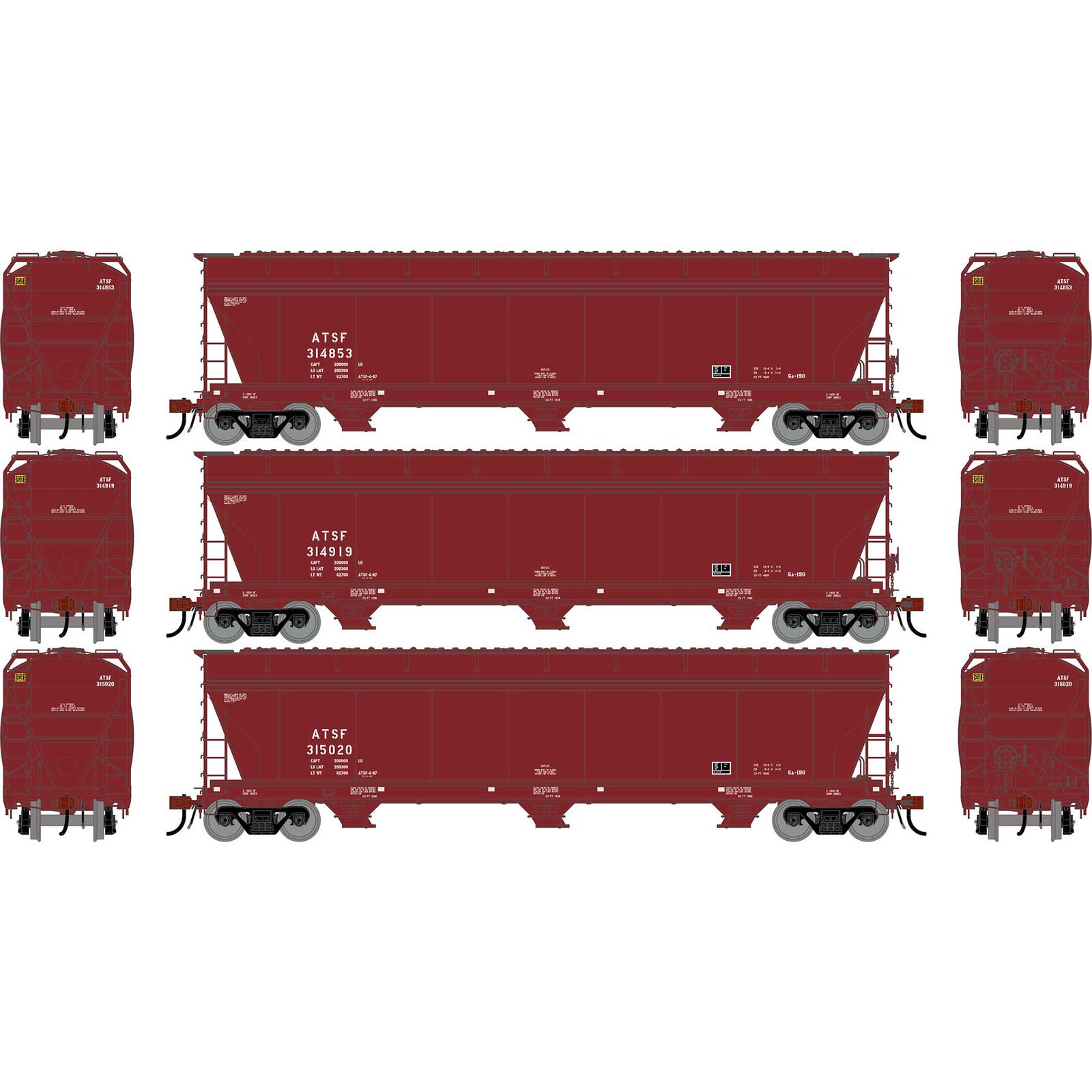 HO GEN ACF 4600 Covered Hopper, ATSF #314853/314919/315020 (3)