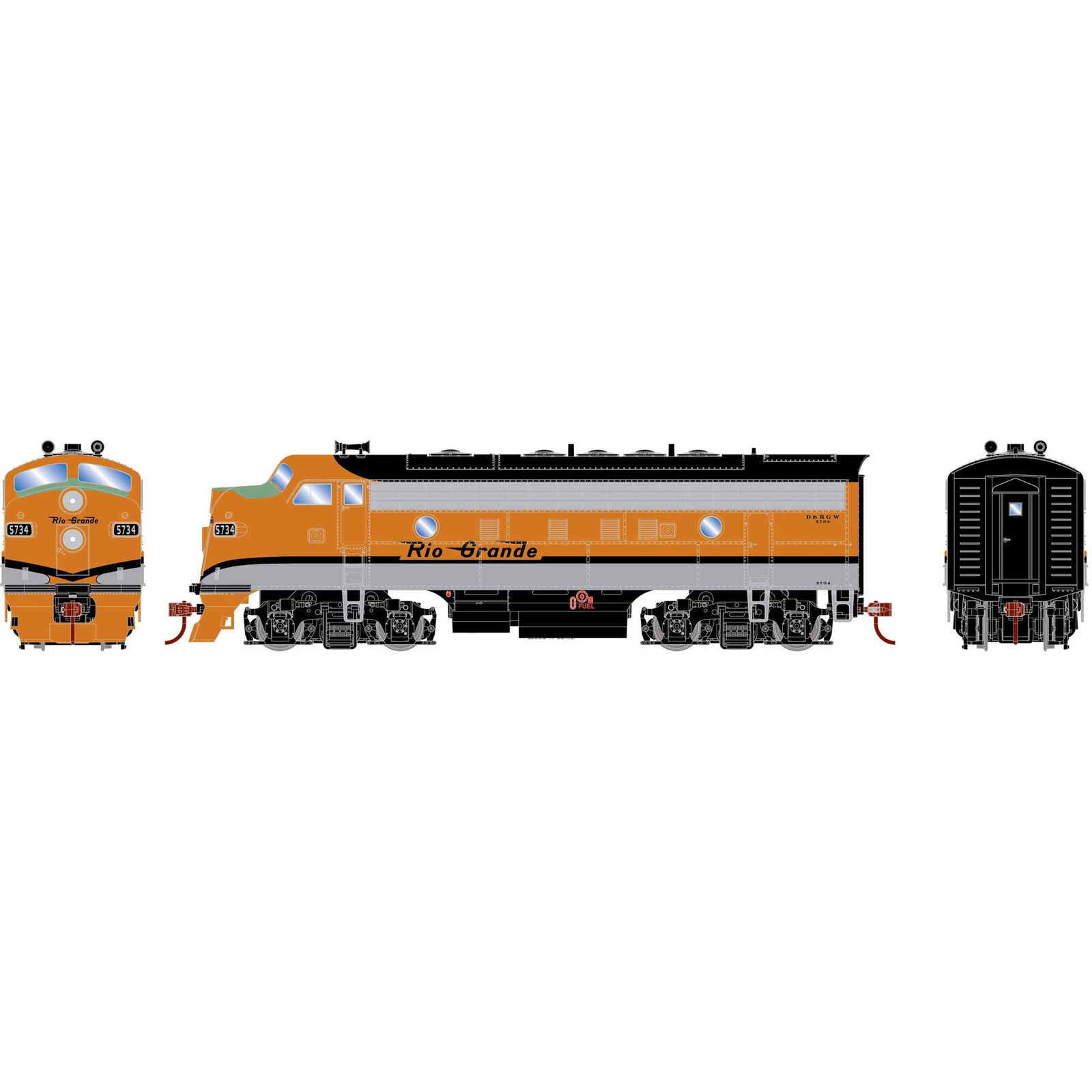 HO RND F7A Locomotive DCC-Ready, DRGW #5734