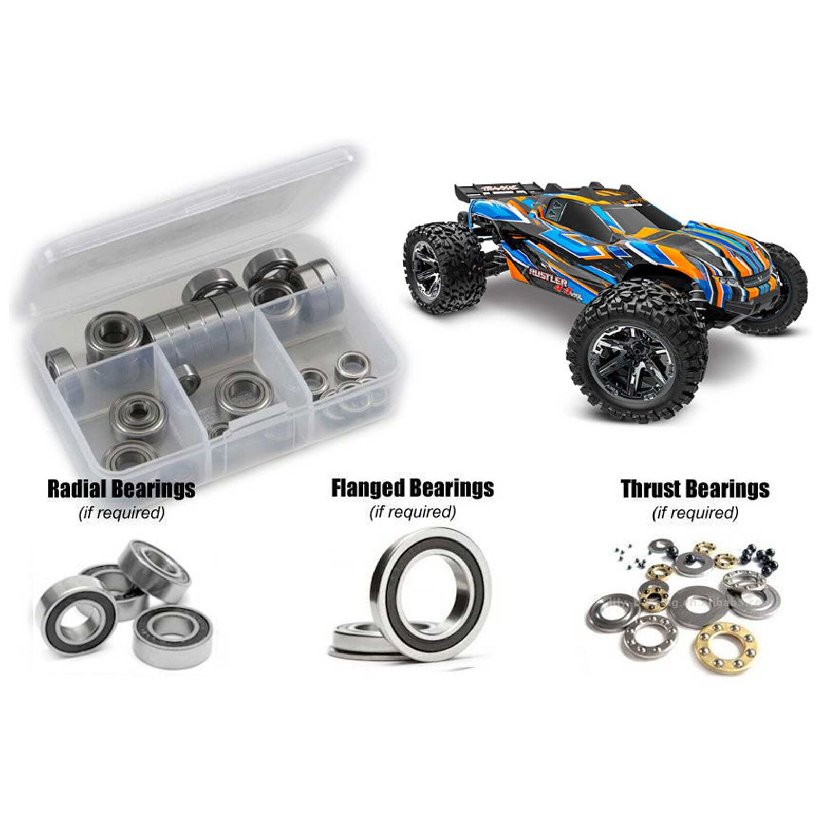 Rubber Shielded Bearing Kit, 1/10 Traxxas Rustler 4x4 VXL