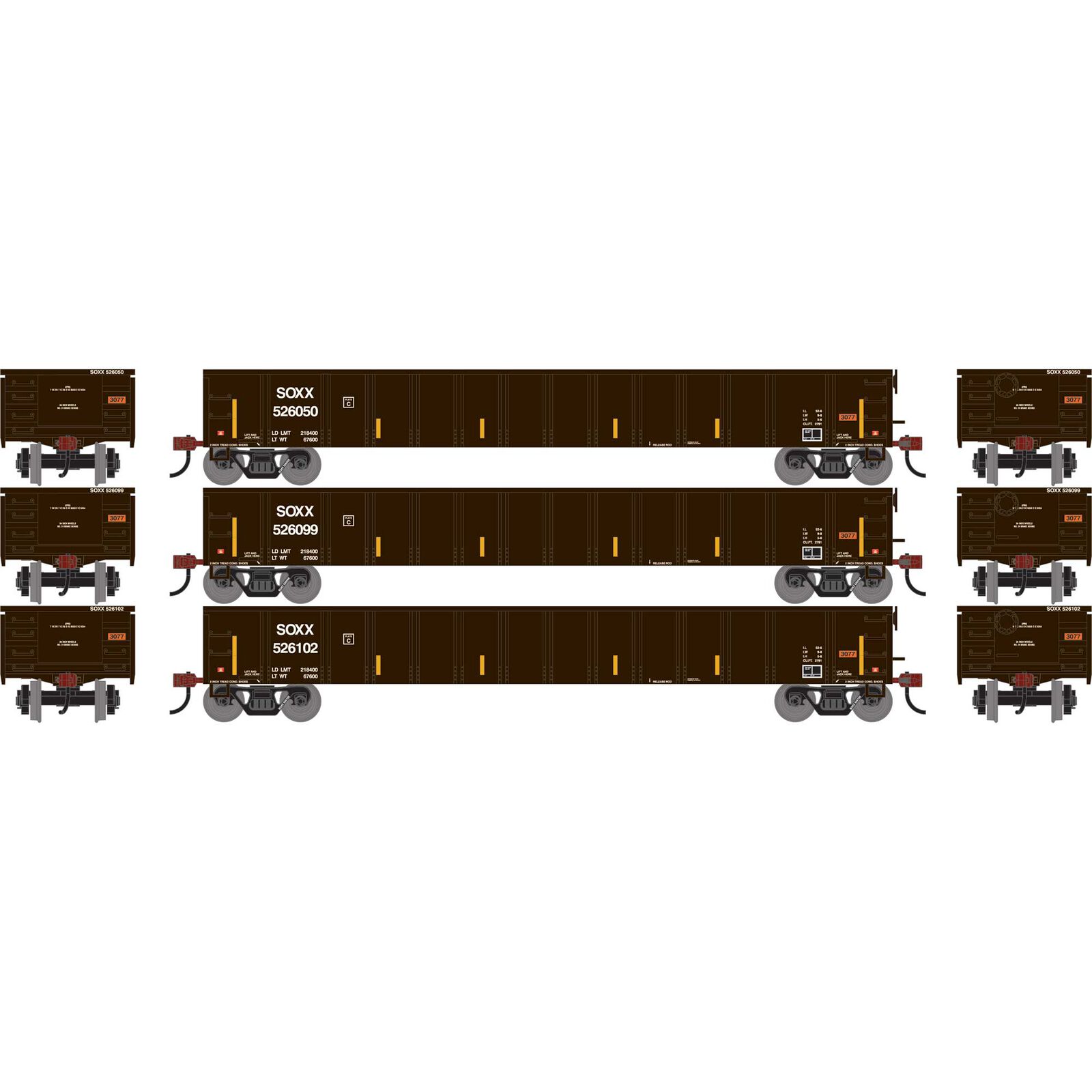 HO 52' Mill Gondola, SOXX #526050/526099/526102 (3)