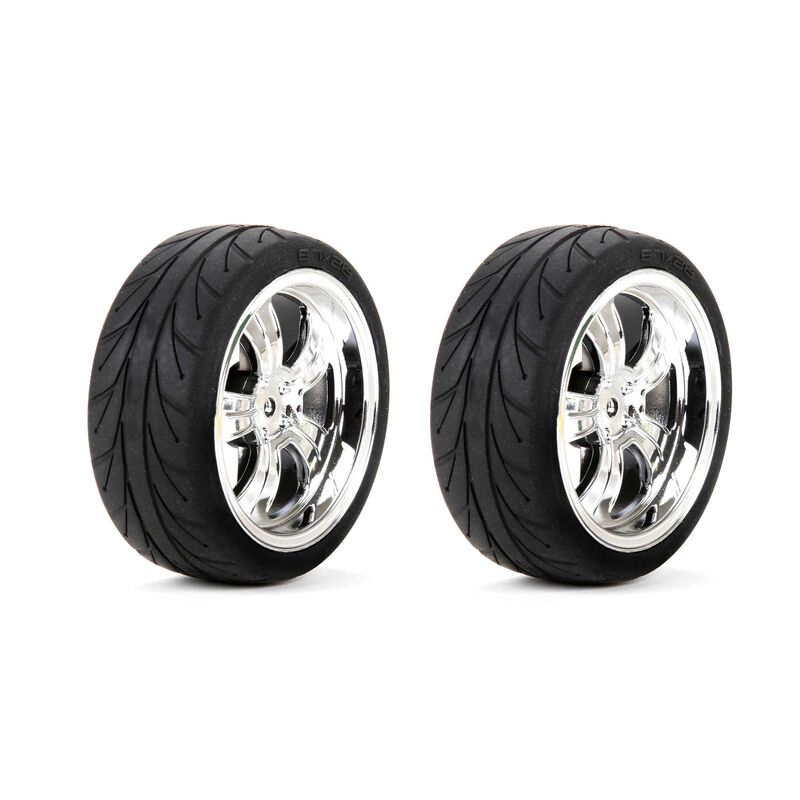 Mounted FR 5-Spoke Wheel Tire 54x26mm Chrome (2) Mounted FR 5-Spoke Wheel Tire 54x26mm Chrome (2)