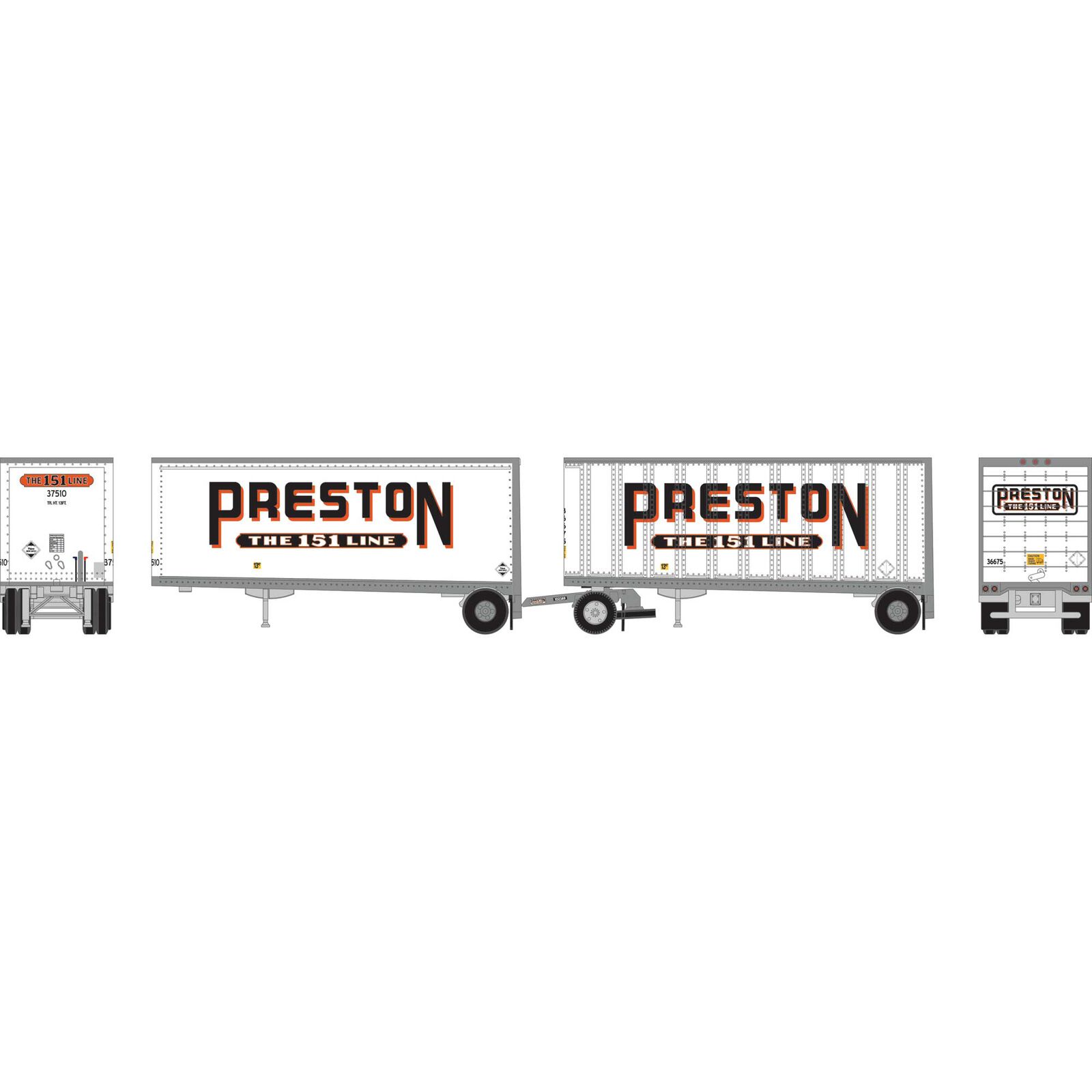 N ATH 28' Wedge Trailers Smooth Side/ Ext. Post (2) with Dolly, Preston- Trailers: 37510-SM; 36675-EP- Dolly: 102389