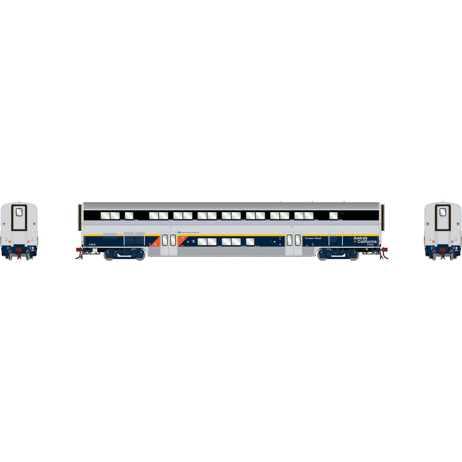HO Amtrak Cali II Coach & Cafe with Lights, CDTX #6362