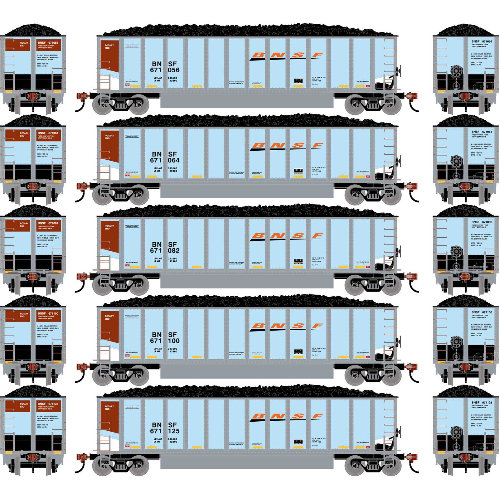 N ATH Bethgon Coalporter w/Coal Load, BNSF #671056/671064/671082/671100/671125 (5)