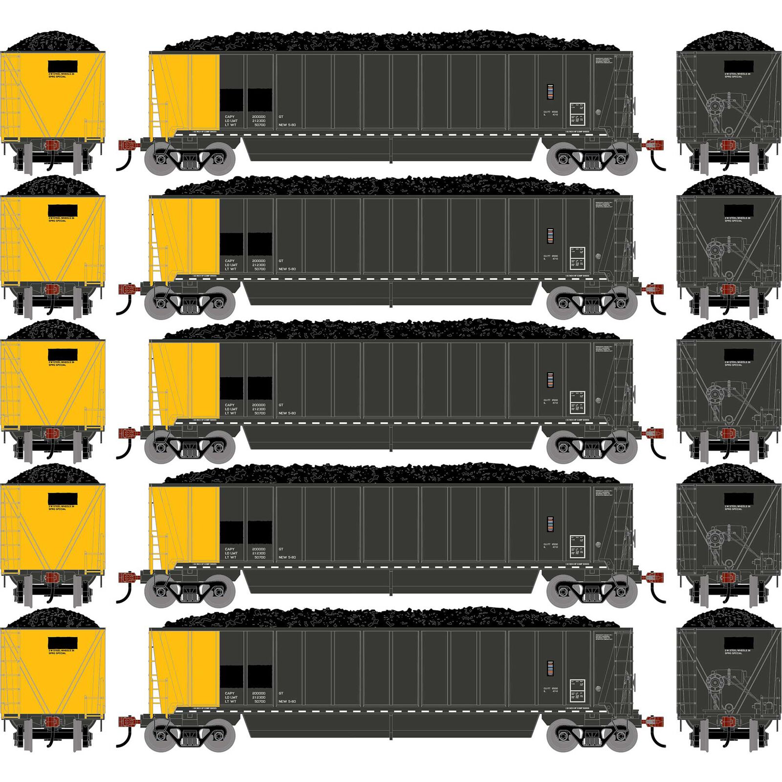 HO ATH Berwick Bathtub Gondola, Primed For Grime w/Load Data Only (5)