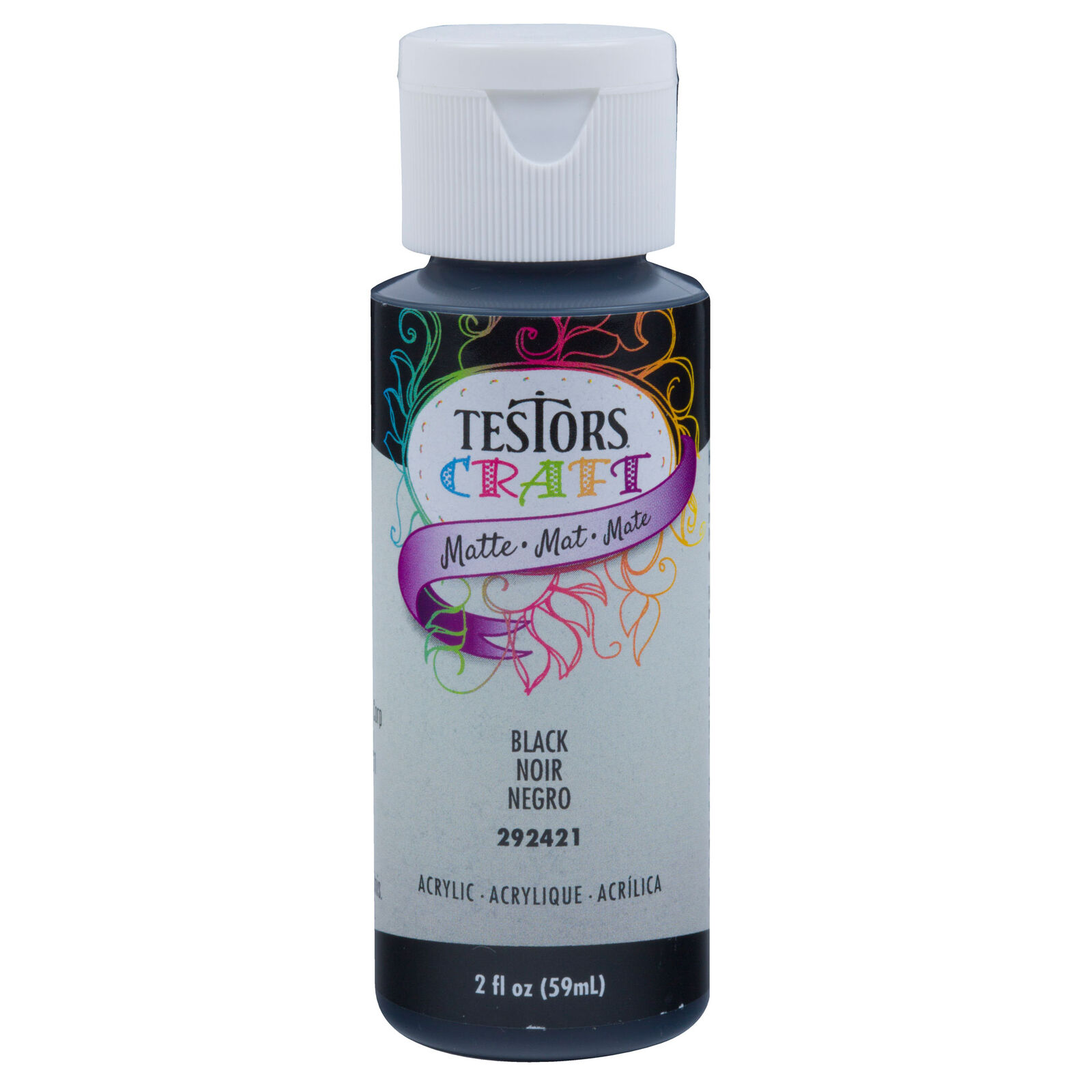 Testors Acrylic Craft Paint, Matte Black (2oz)