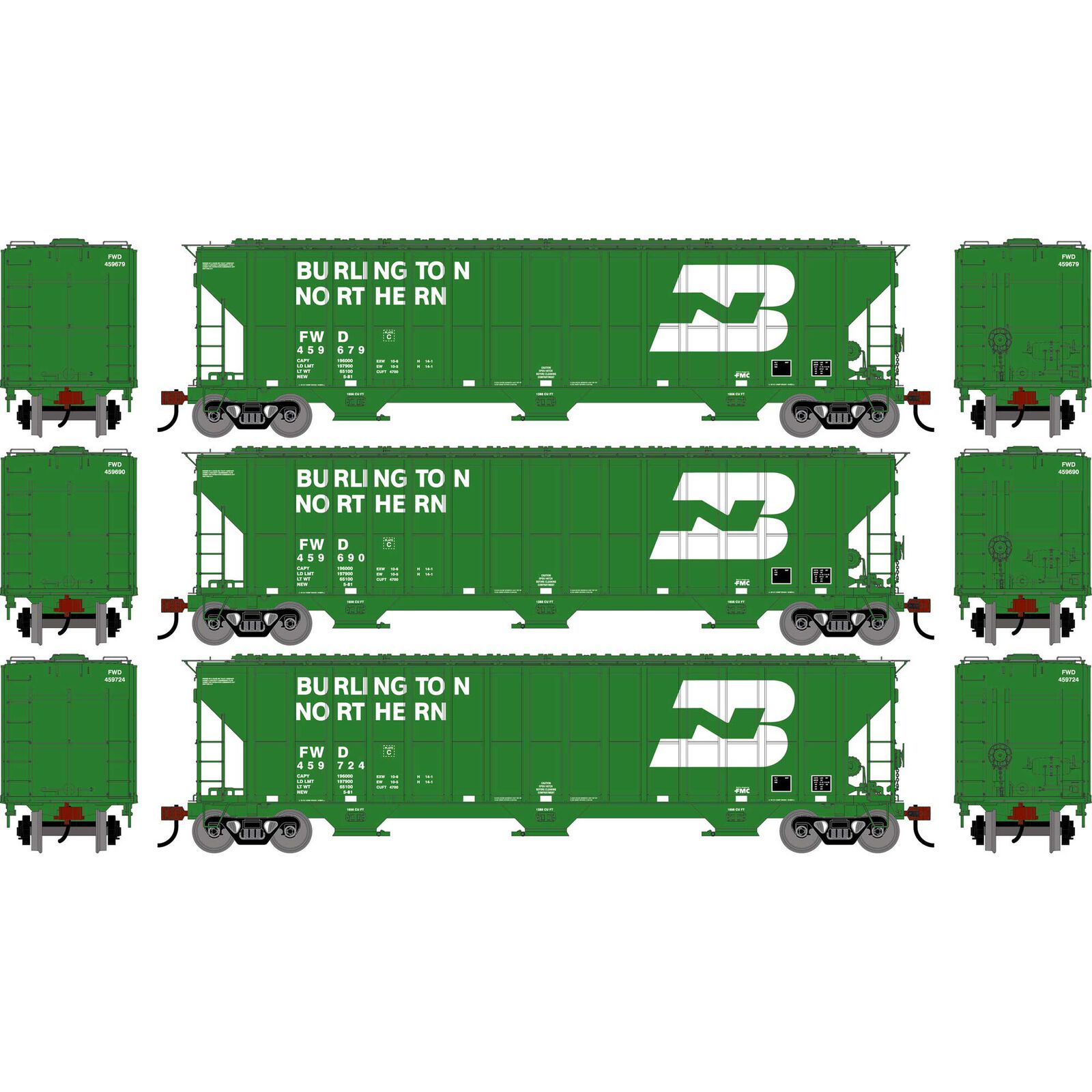HO ATH FMC 4700 Covered Hopper, FWD #459679/459690/459724 (3)