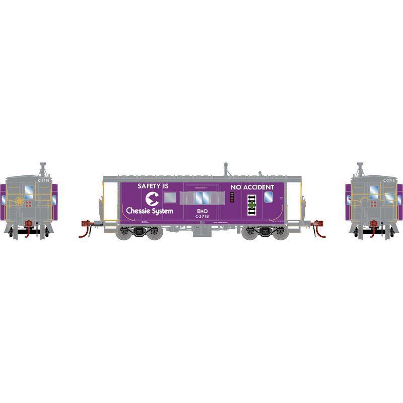 HO GEN ICC Bay Window Caboose w/Lights, BO 'Chessie/BO Safety Caboose'  #C-3718