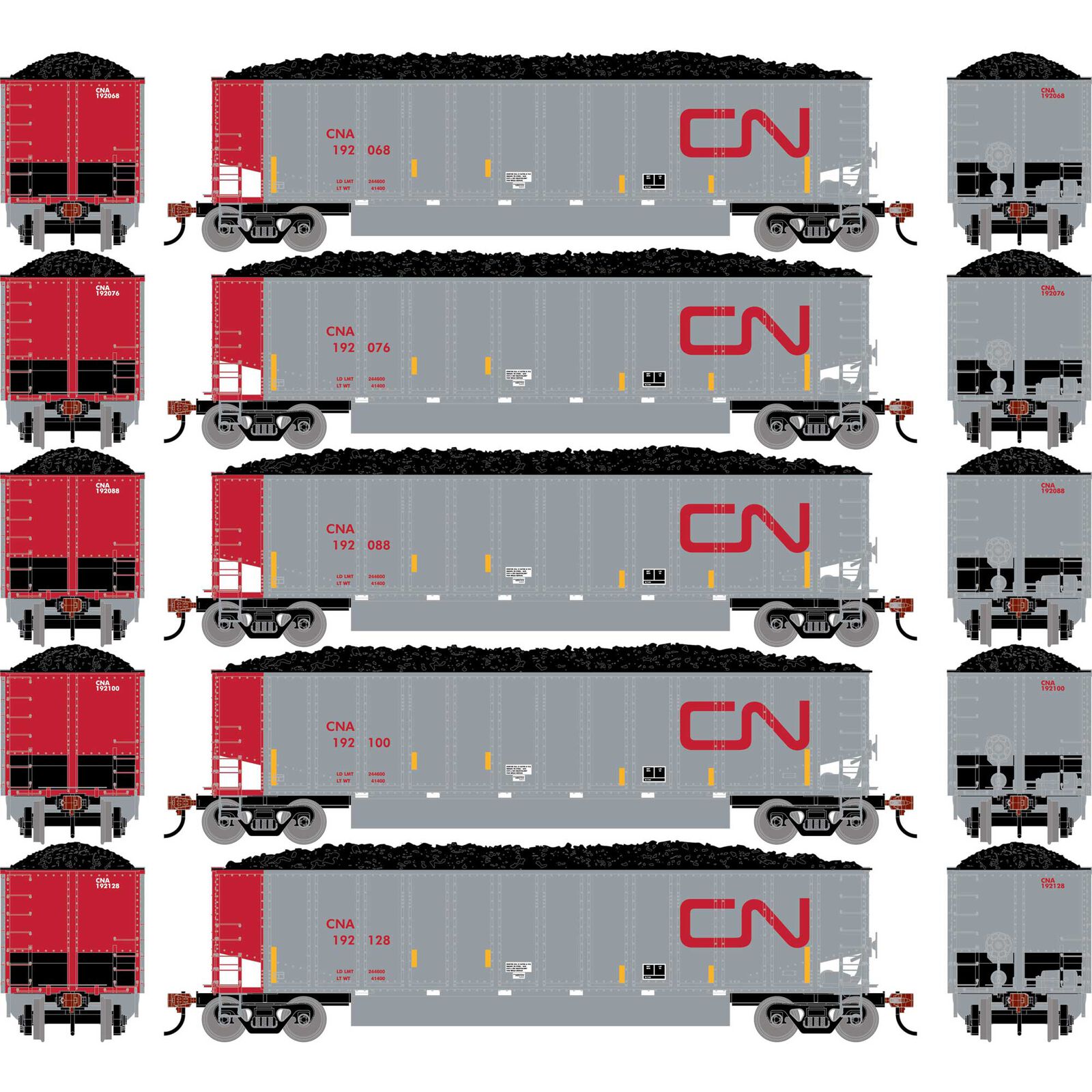 N ATH Bethgon Coalporter w/Coal Load, CNA #192068/192076/192088/192100/192128 (5)