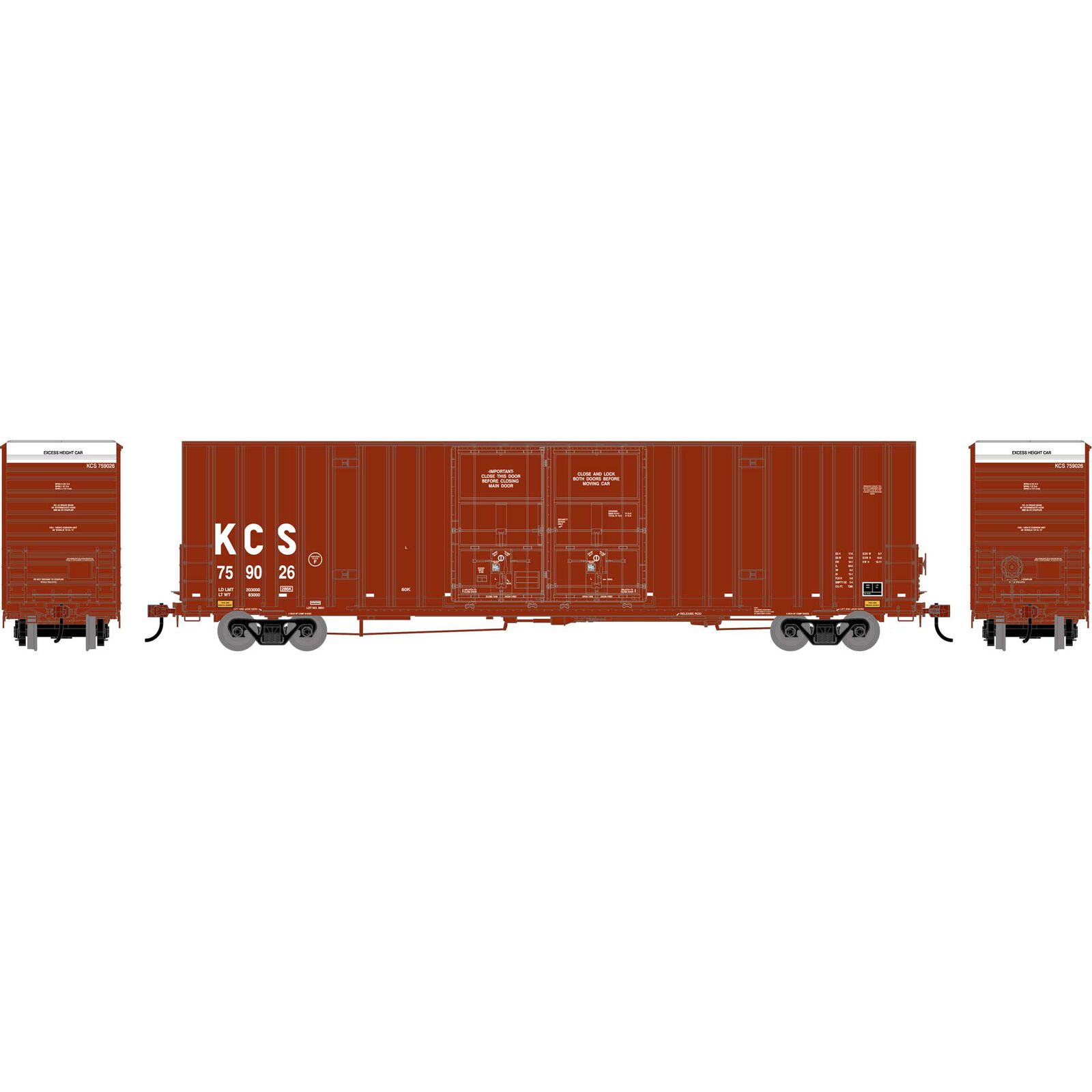 HO ATH 60' Gunderson High Cube Double Door Box Car, KCS #759026