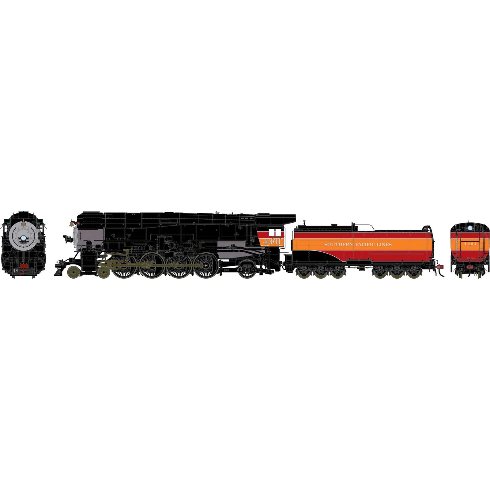 HO GEN 4-8-2 MT-4 Locomotive, Daylight Skyline Casing SP #4361