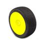 1/8 P1 Super Soft Pre-Mounted Tires, Yellow EVO Wheels (2): Buggy
