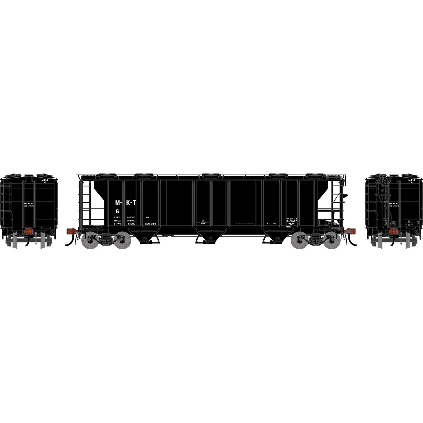 HO GEN PS 2893 3-Bay Covered Hopper, MKT #6