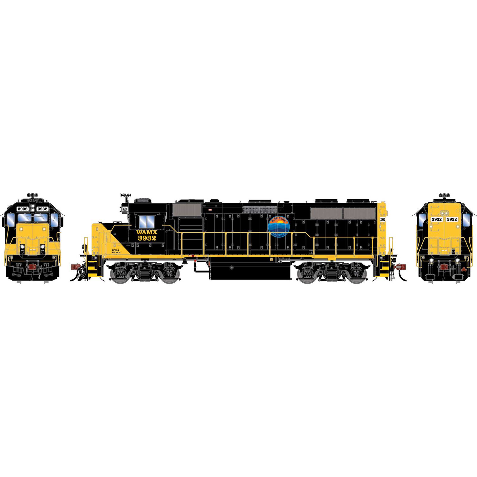 HO GEN GP39-2 PH I Locomotive, WAMX 'Blue Ridge Southern' #3932