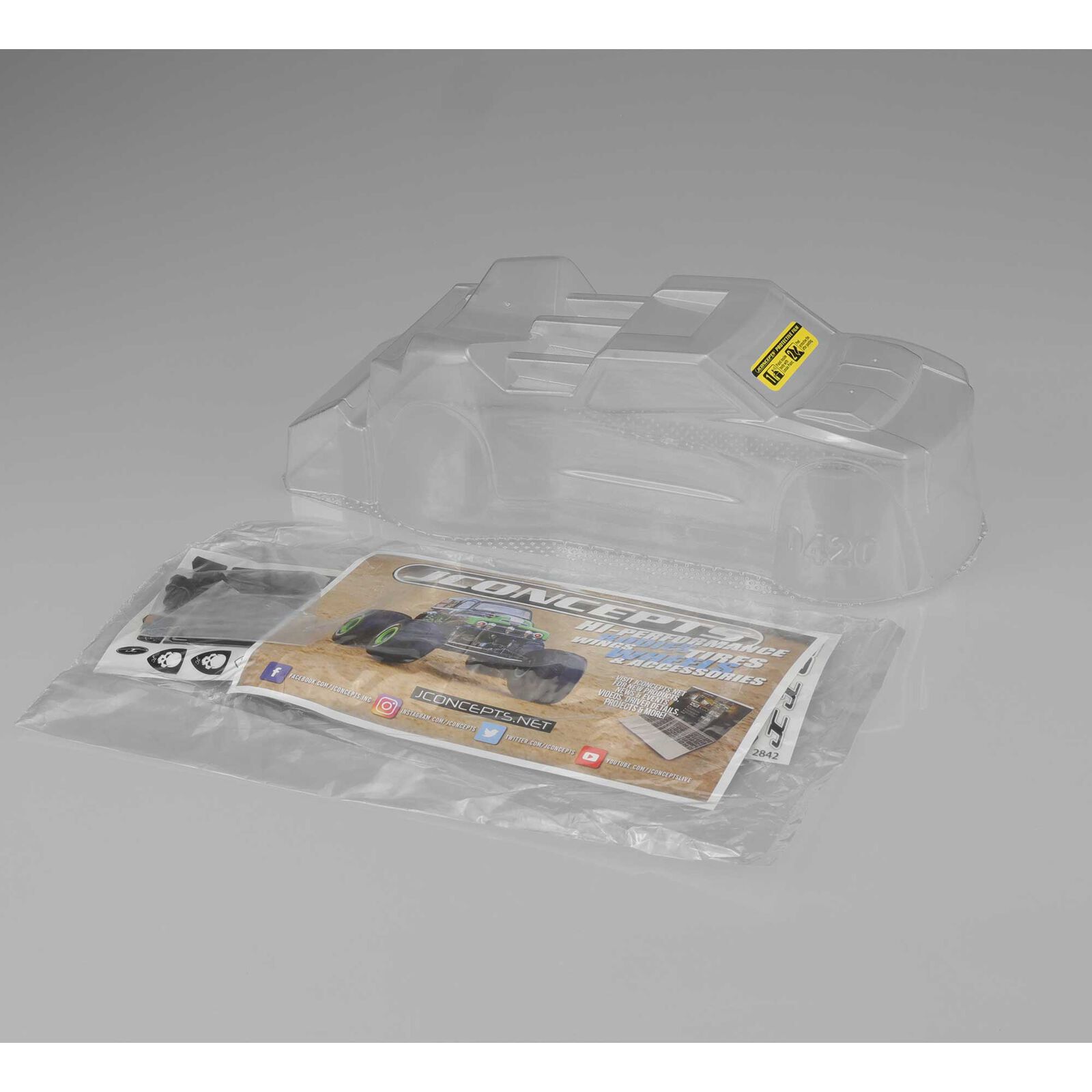 Clear Body, Finnisher: Mini-T 2.0 Body with Rear Spoiler