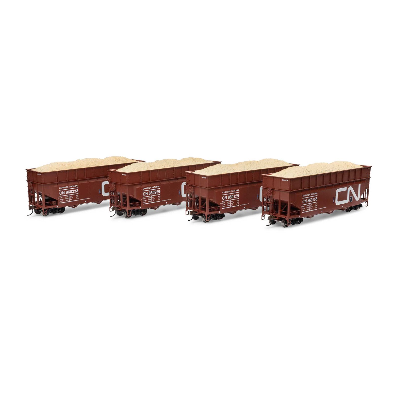 HO 40' Wood Chip Hopper with Load, CN #860129 / 860156 / 860223 / 860259 (4)
