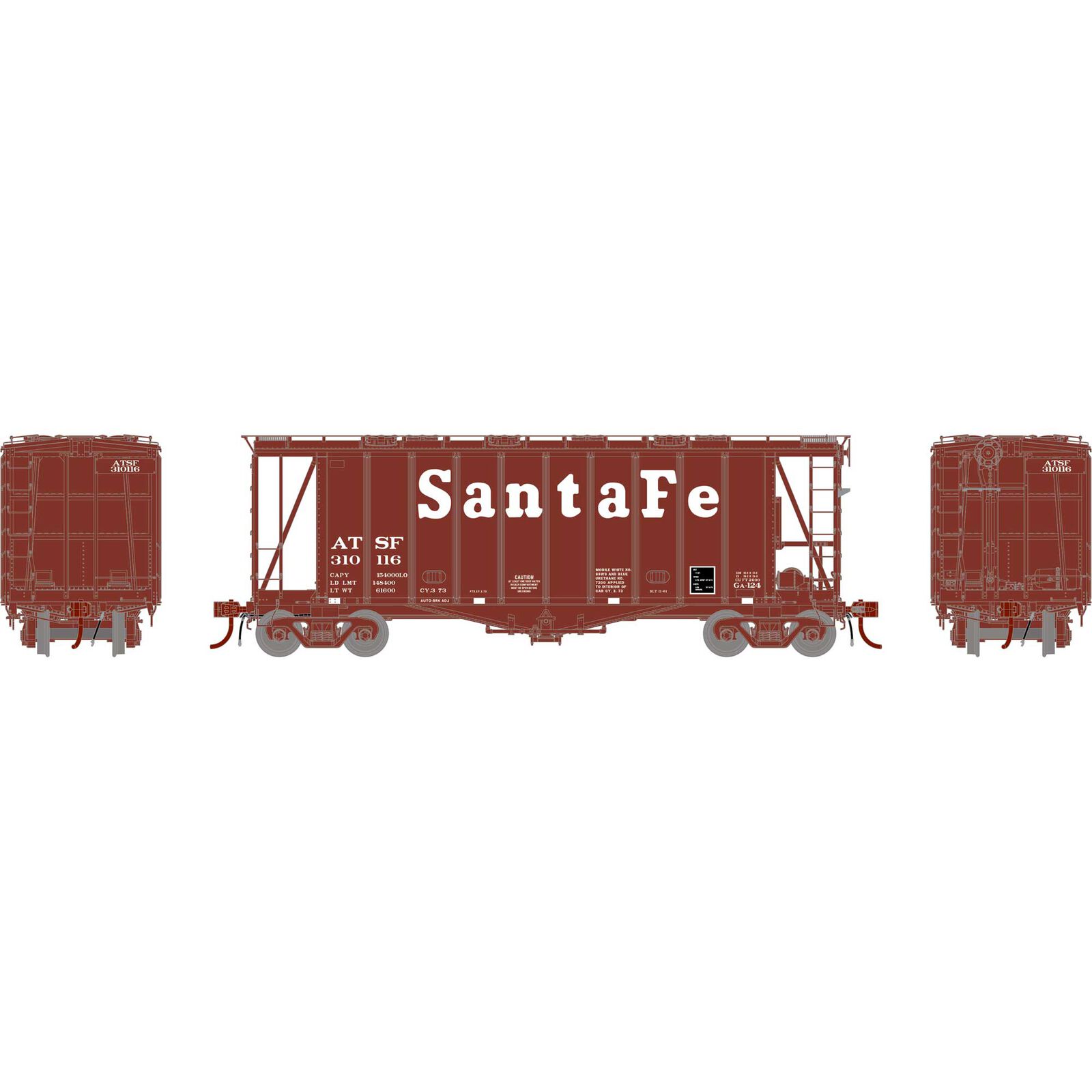 HO GATC 2600 Airslide Hopper, ATSF #310116