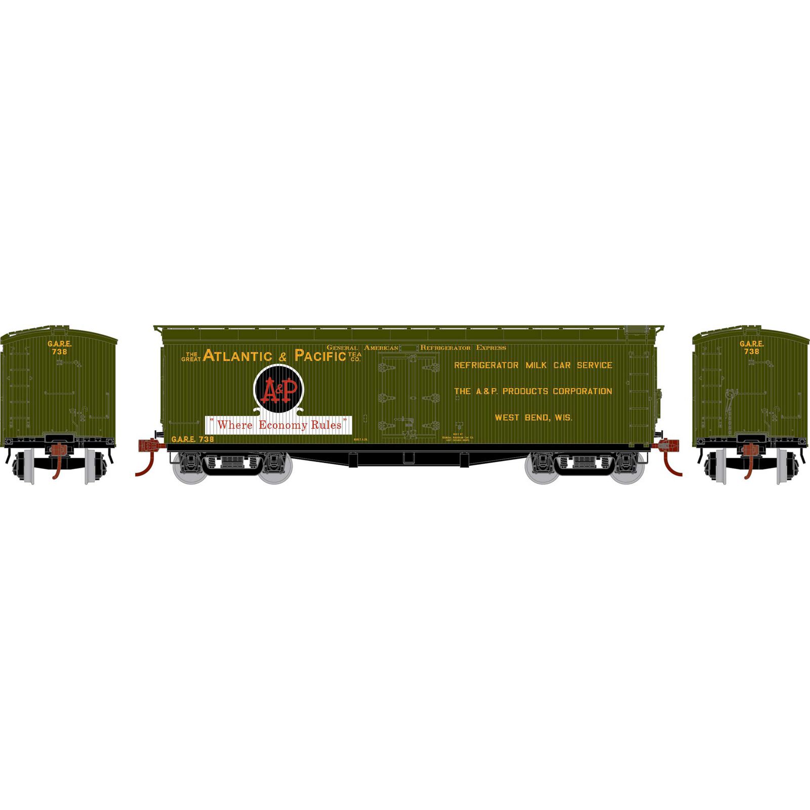N ATH 40' Pfaudler Wood Milk Car, GARE 'Atlantic & Pacific' #738