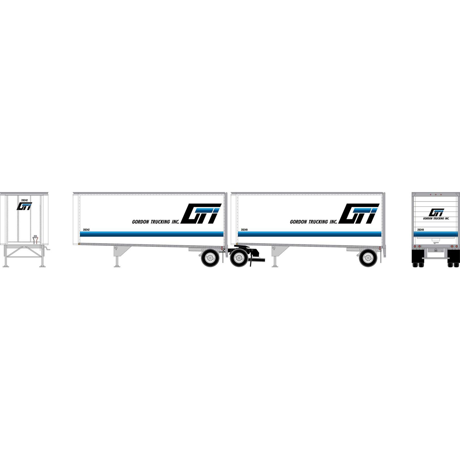 HO ATH 28' Wedge Trailers w/Dolly, Gordon Trucking Trailers #28242/28249; Dolly #105061