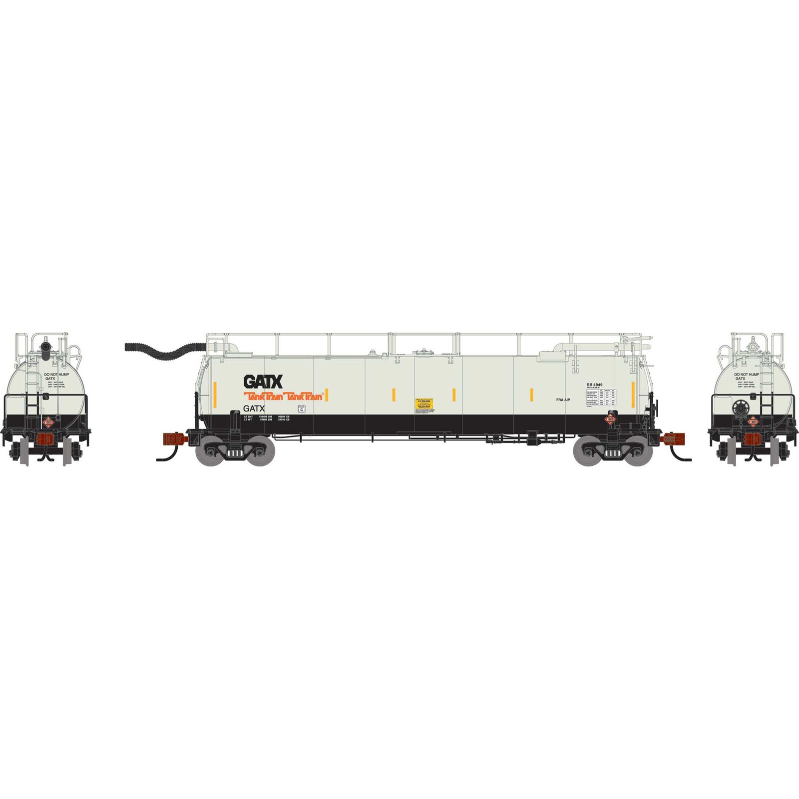 N TankTrain Intermediate, GATX White/Black Unnumbered