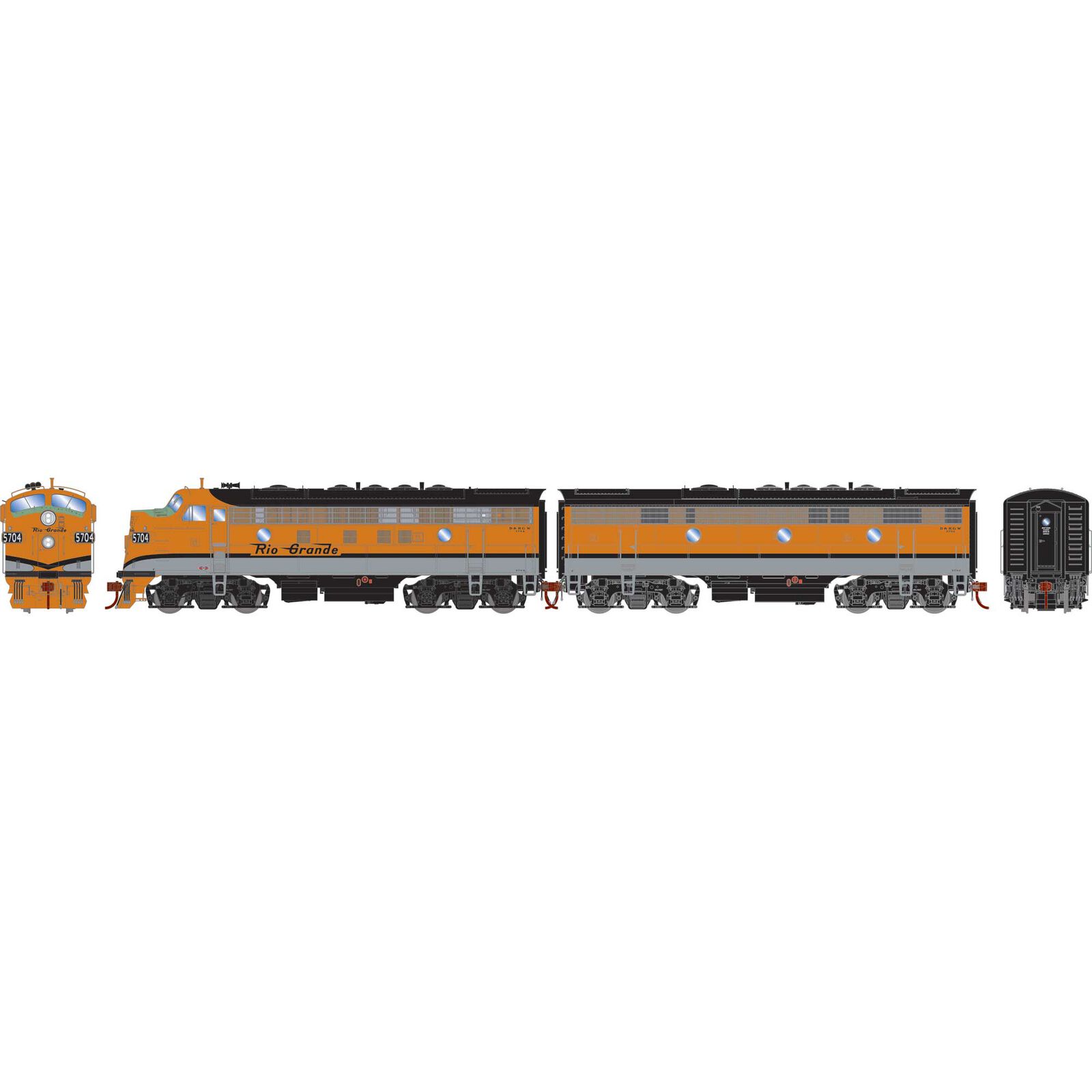 HO F7A/F7B Locomotives, DRGW F7A- #5704 F7B- #5702
