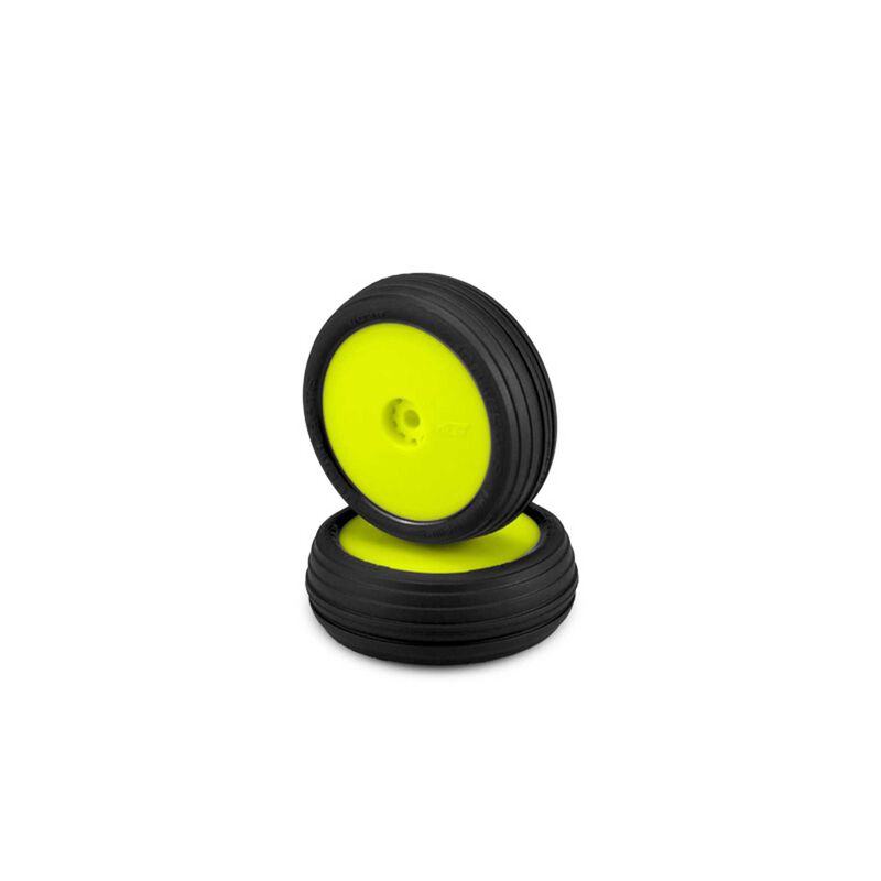 1/16 Hawk Pre-Mounted Front Mini-B Tires, Yellow Wheels, Green Compound (2)