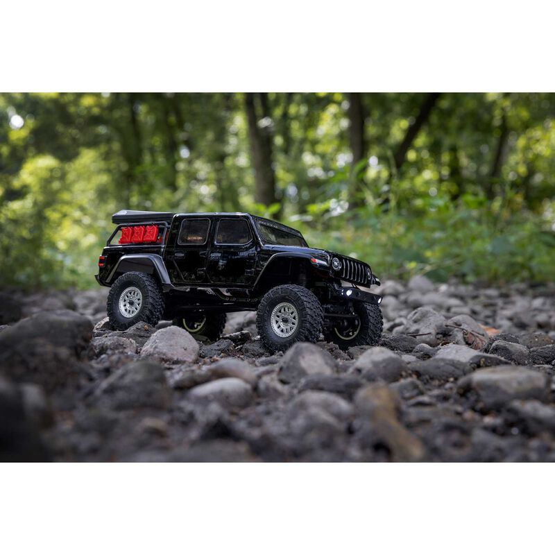 1/24 SCX24 Jeep JT Gladiator 4X4 RTR Brushed Rock Crawler (Battery & Charger Included), Black