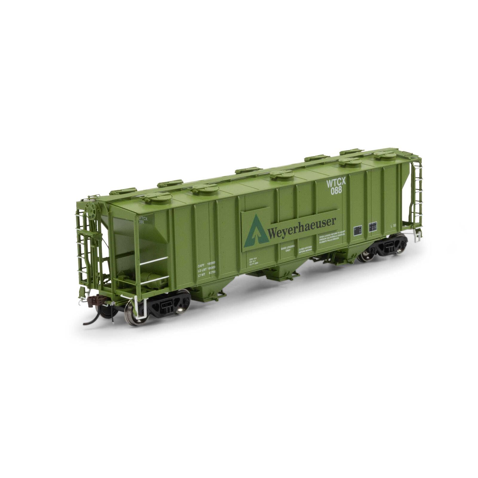 HO PS-2 2893 3-Bay Covered Hopper, WCTX #088