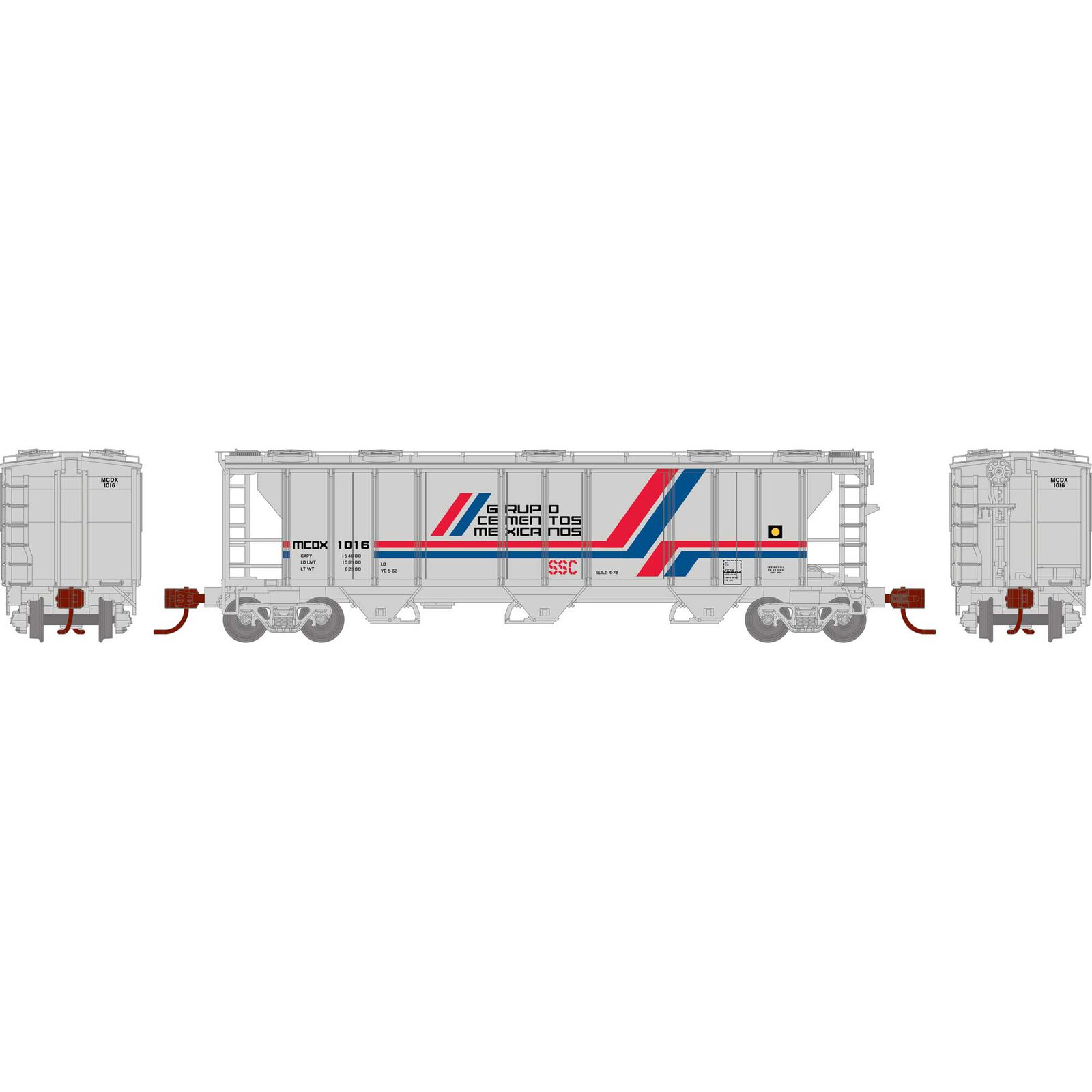 N PS-2 2893 3-Bay Covered Hopper, MCDX #1016