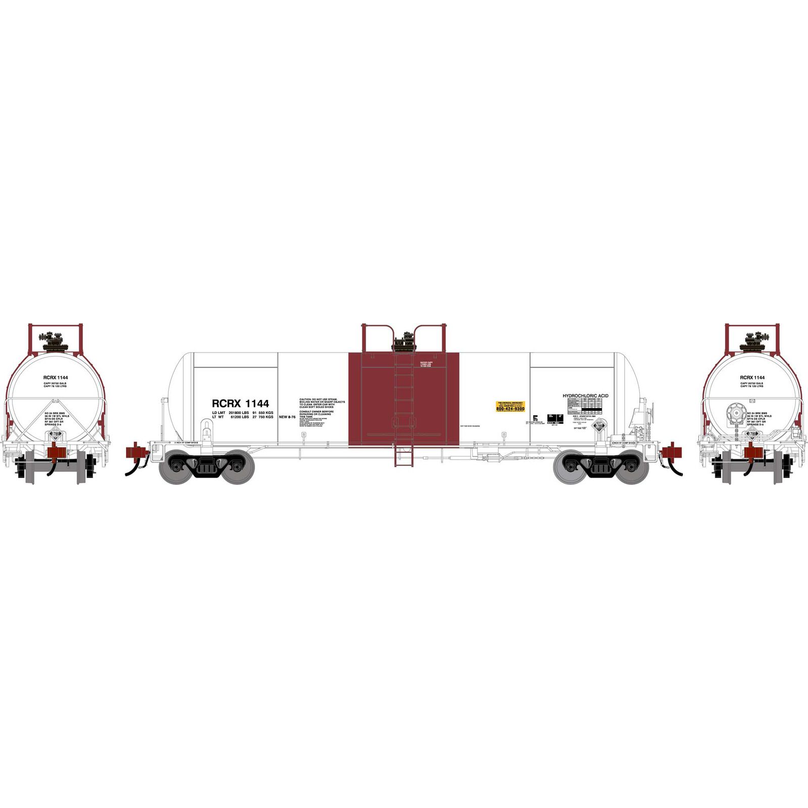 HO GATC 20K Gallon Tank Car, RCRX White with Red Band #1144