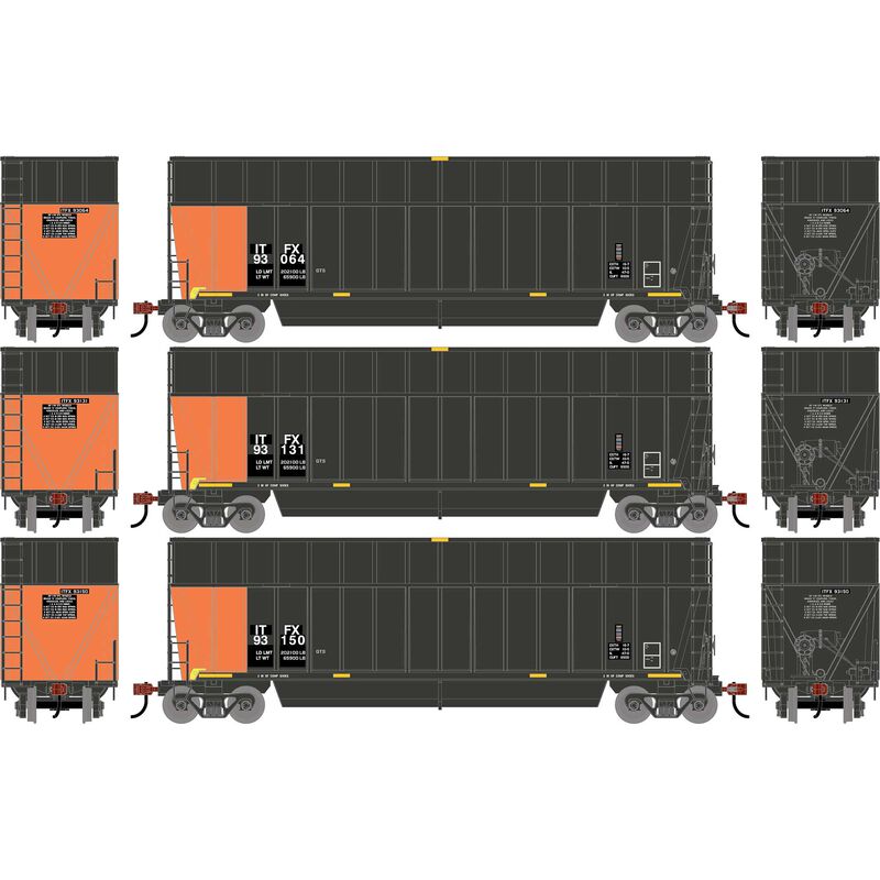 HO ATH Berwick Bathtub Extended Side Gondola, Primed For Grime ITFX #93064/93131/93150 (3)
