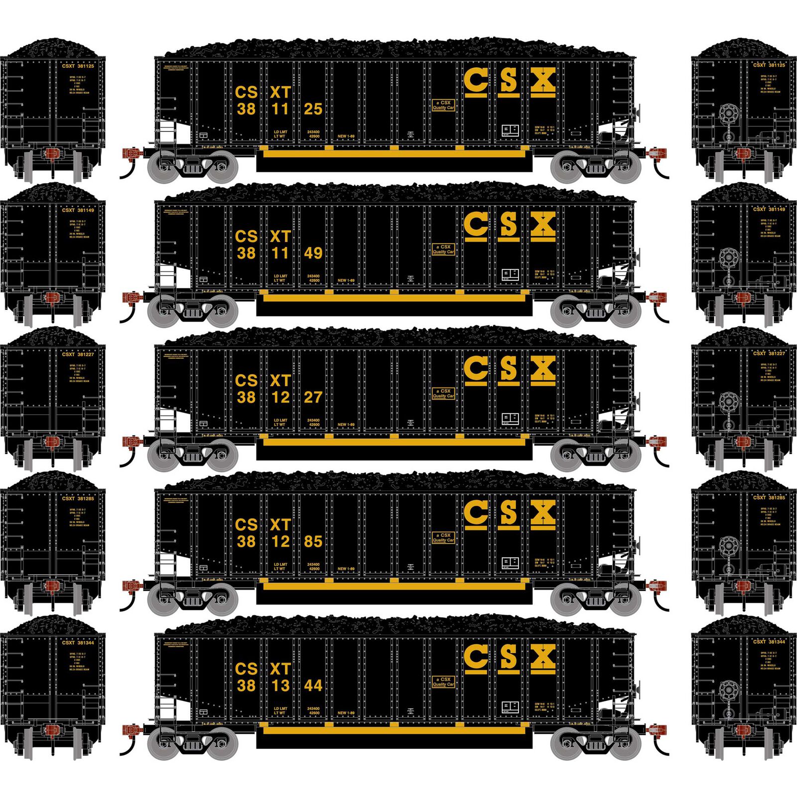 N ATH Bethgon Coalporter w/Coal Load, CSXT #381125/381149/381227/381285/381344 (5)