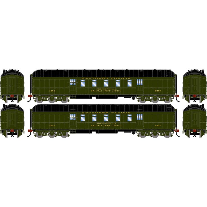 HO ATH 60' Pullman Common Standard Postal Car, SP #4255/4257 (2)