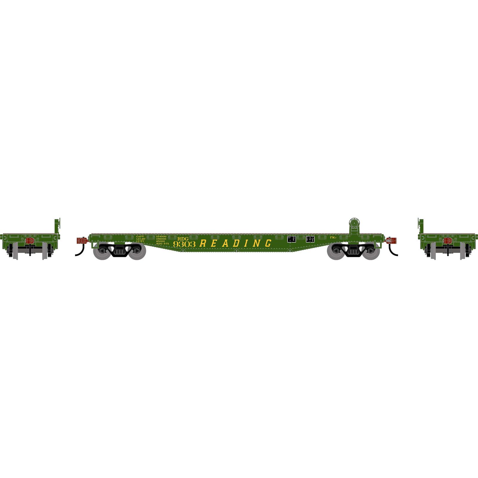 HO RND 50' Flat Car, RDG #9303